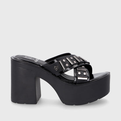 Sandalia Plataforma Negra Mujer 15805