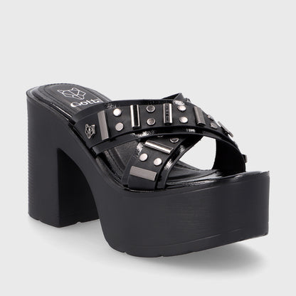 Sandalia Plataforma Negra Mujer 15805