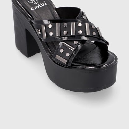 Sandalia Plataforma Negra Mujer 15805
