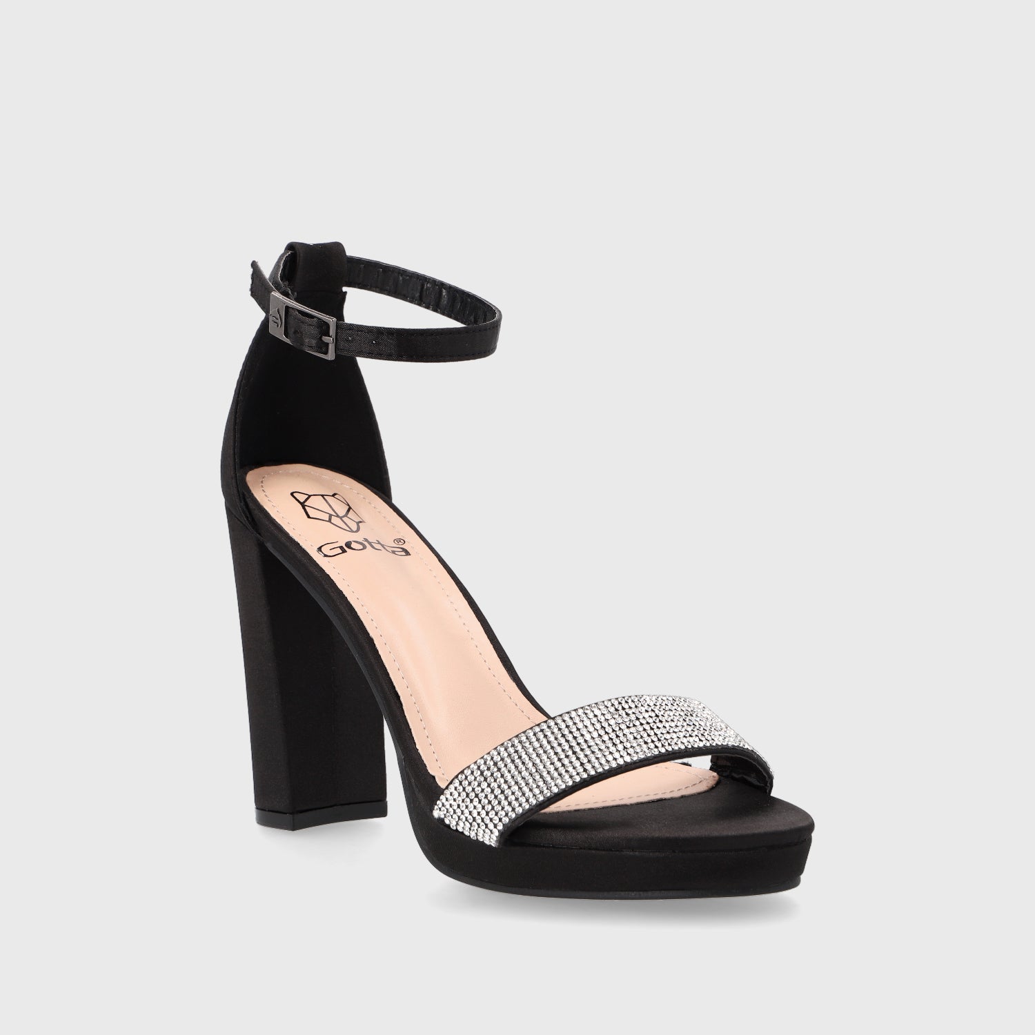 Sandalia Taco Negra Mujer 15835