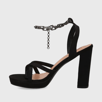 Sandalia Taco Negra Mujer 15836