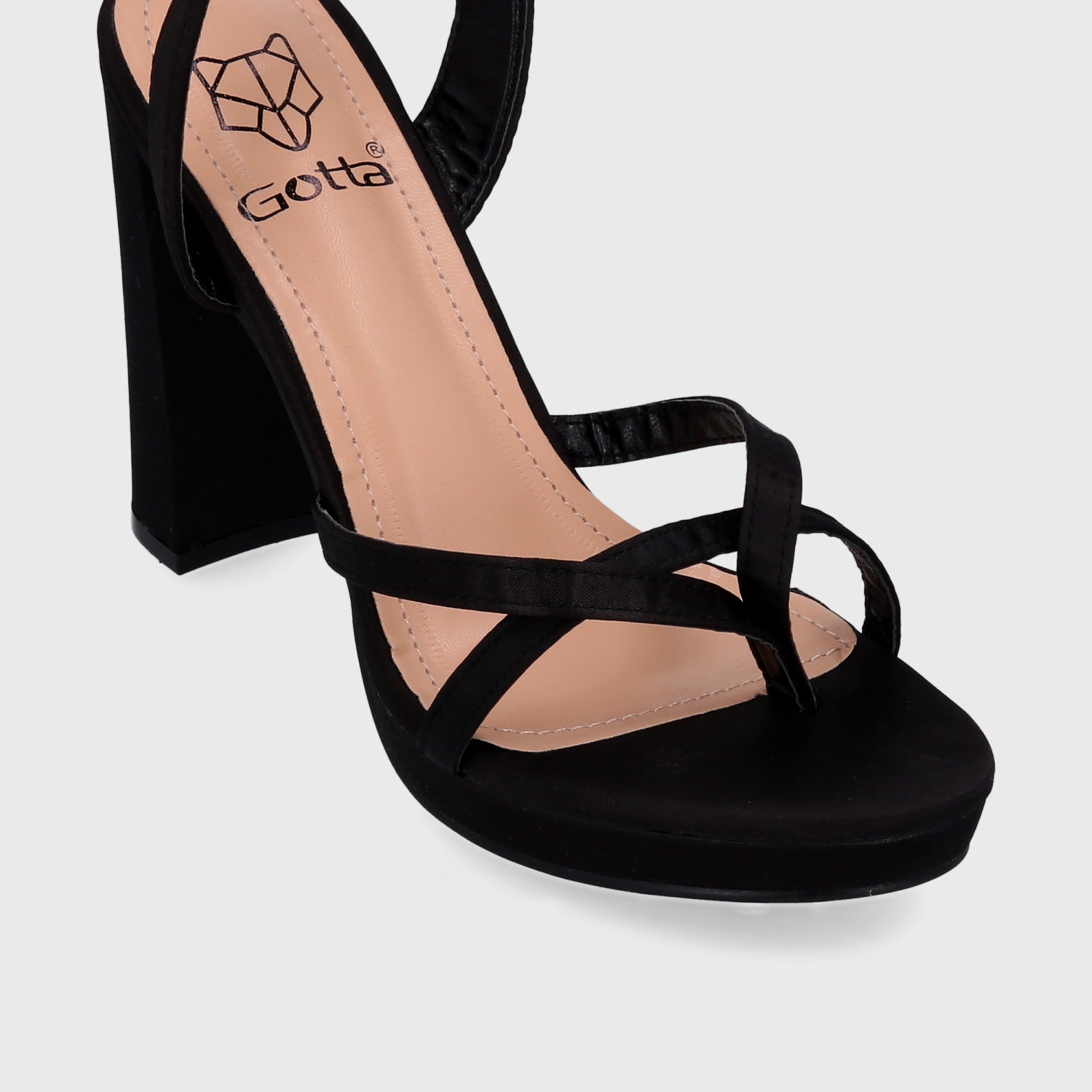 Sandalia Taco Negra Mujer 15836