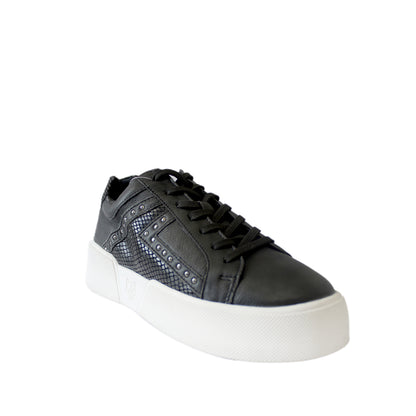 Zapatilla Negra Cuero Mujer 18511