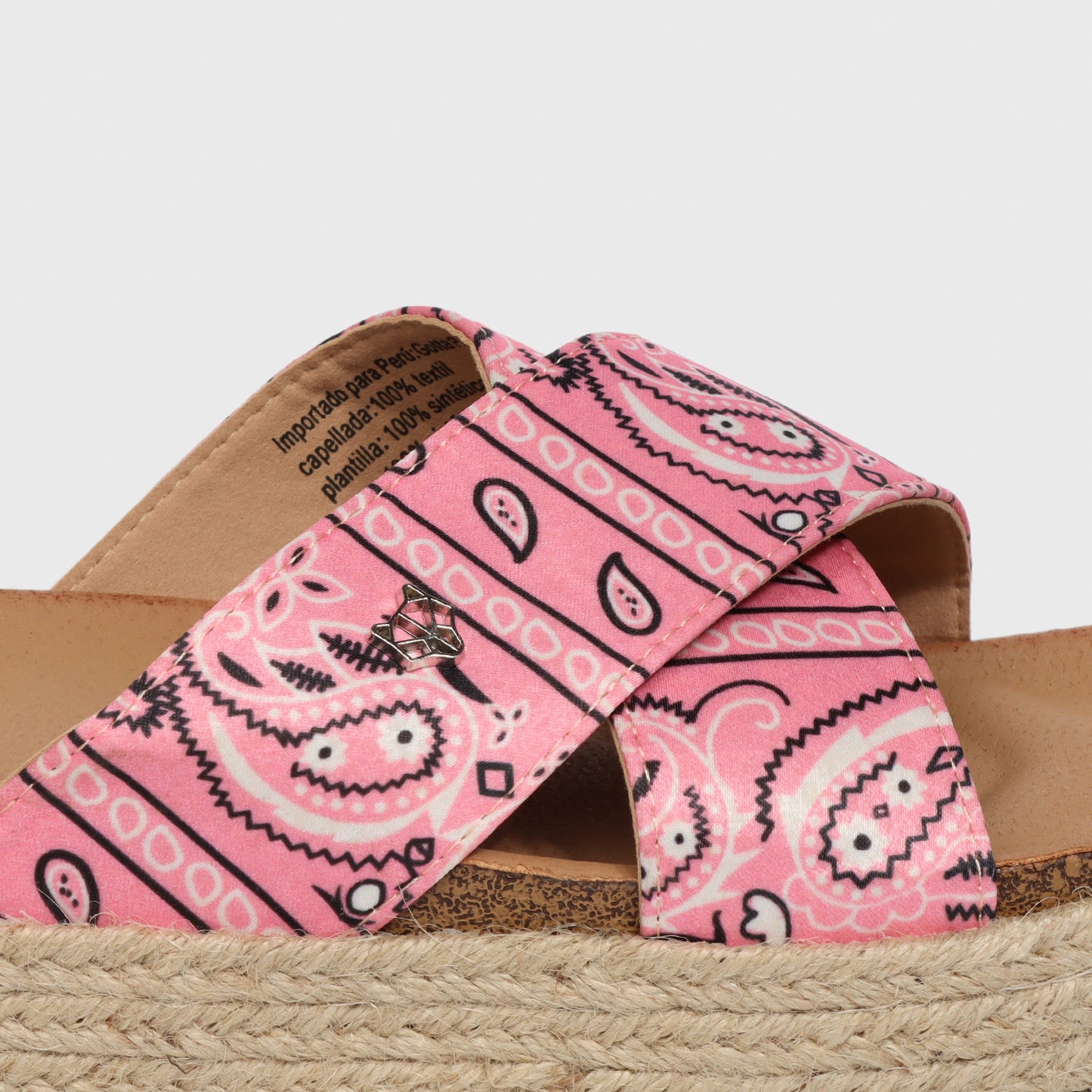 Sandalia Plataforma Rosada Estampada Mujer 23192