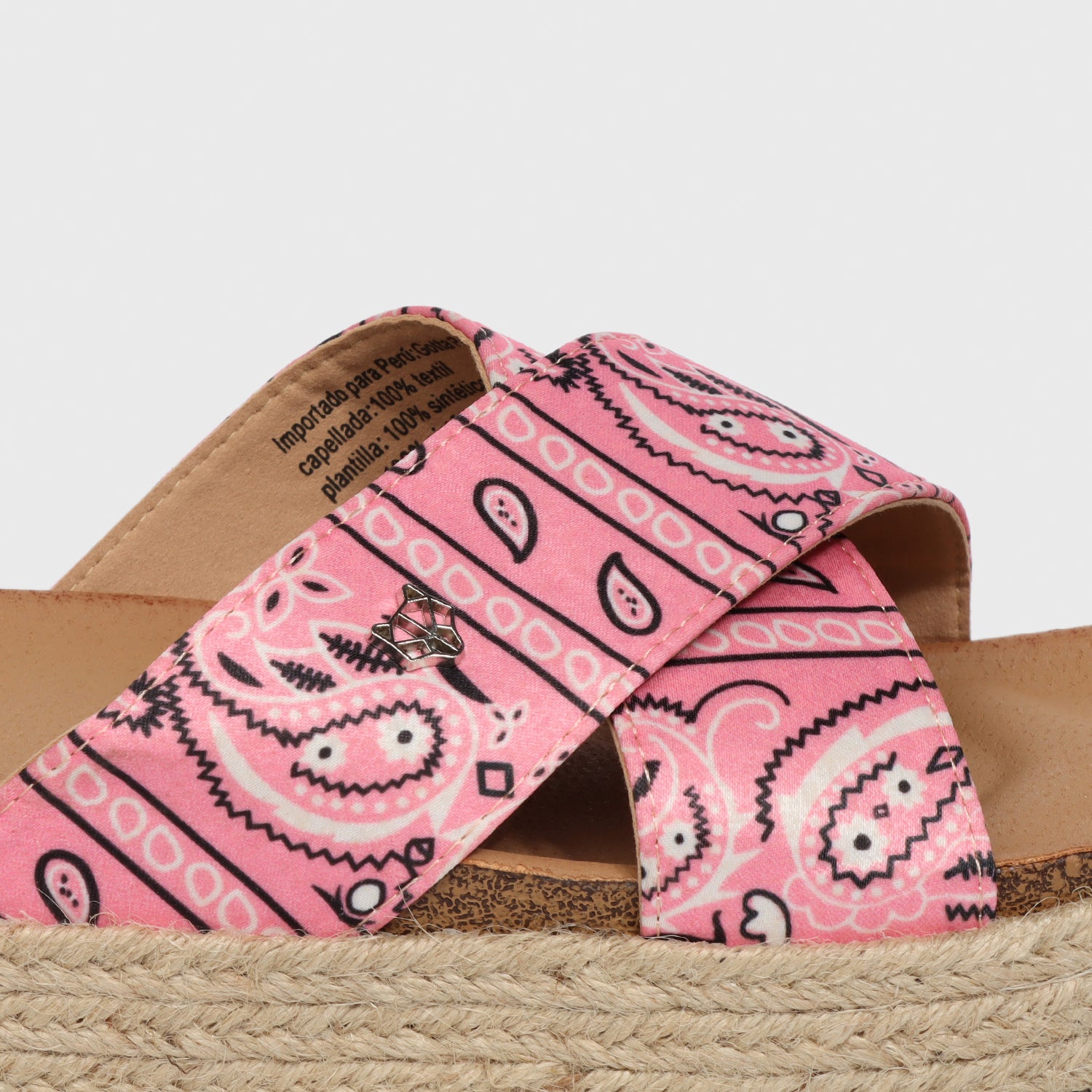 Sandalia Plataforma Rosada Estampada Mujer 23192