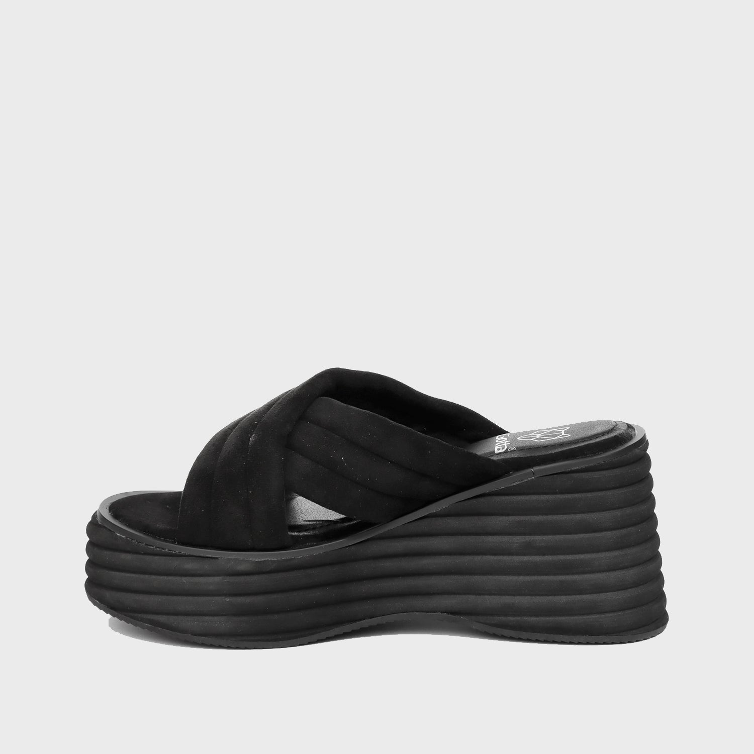 Sandalia Plataforma Negra Mujer 25211