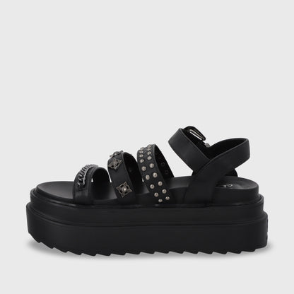 Sandalia Plataforma Negro Mujer 25235