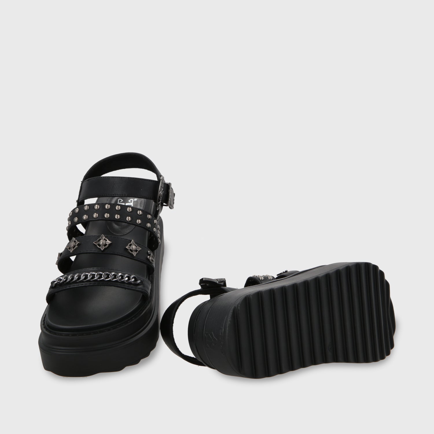Sandalia Plataforma Negro Mujer 25235