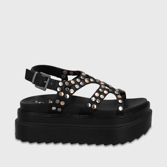 Sandalia Plataforma Negra Mujer 25236