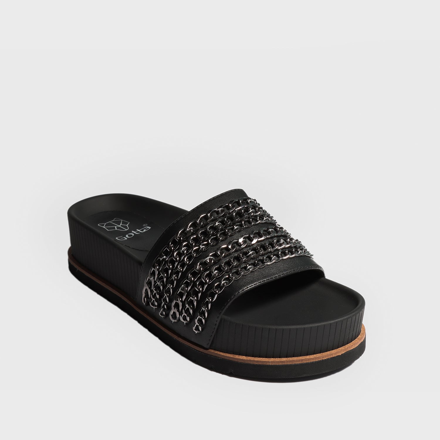 Sandalia Plataforma Negra Mujer 25292