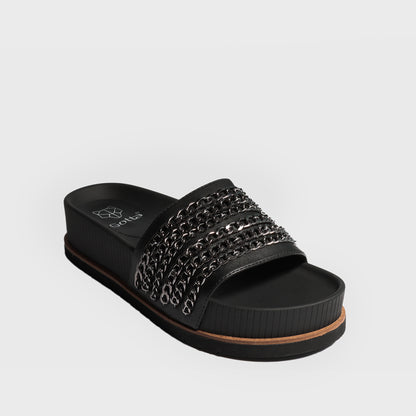 Sandalia Plataforma Negra Mujer 25292