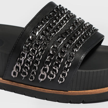 Sandalia Plataforma Negra Mujer 25292