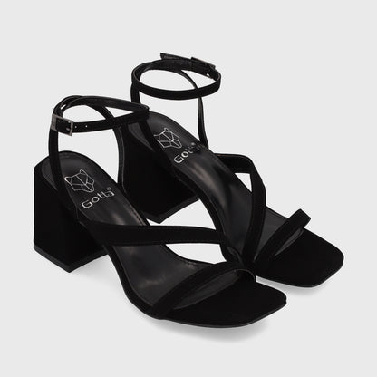 Sandalia Taco Negra Mujer 35132