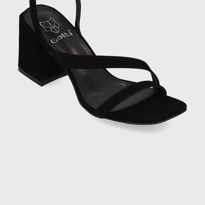 Sandalia Taco Negra Mujer 35132