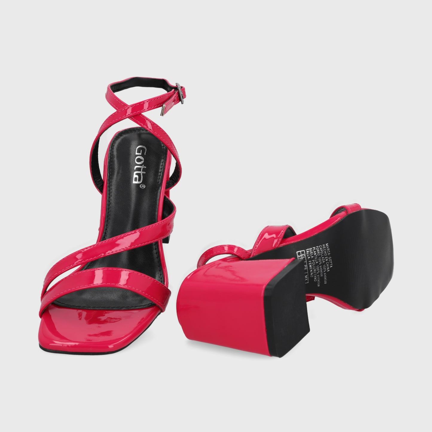 Sandalia Taco Fucsia Mujer 35132