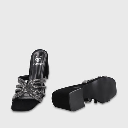 Sandalia Taco Negra Mujer 35135