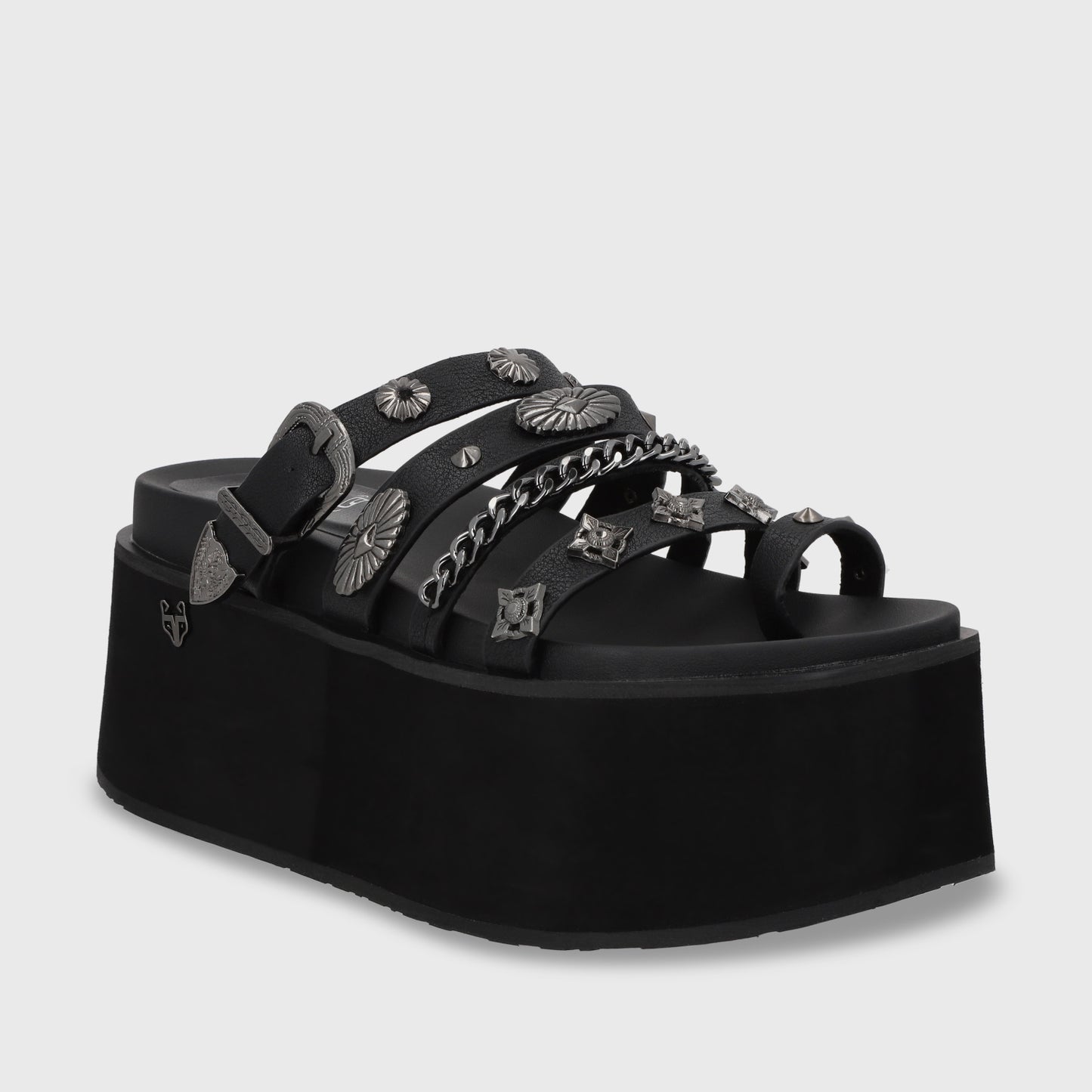 Sandalia Plataforma Negra Mujer 35181