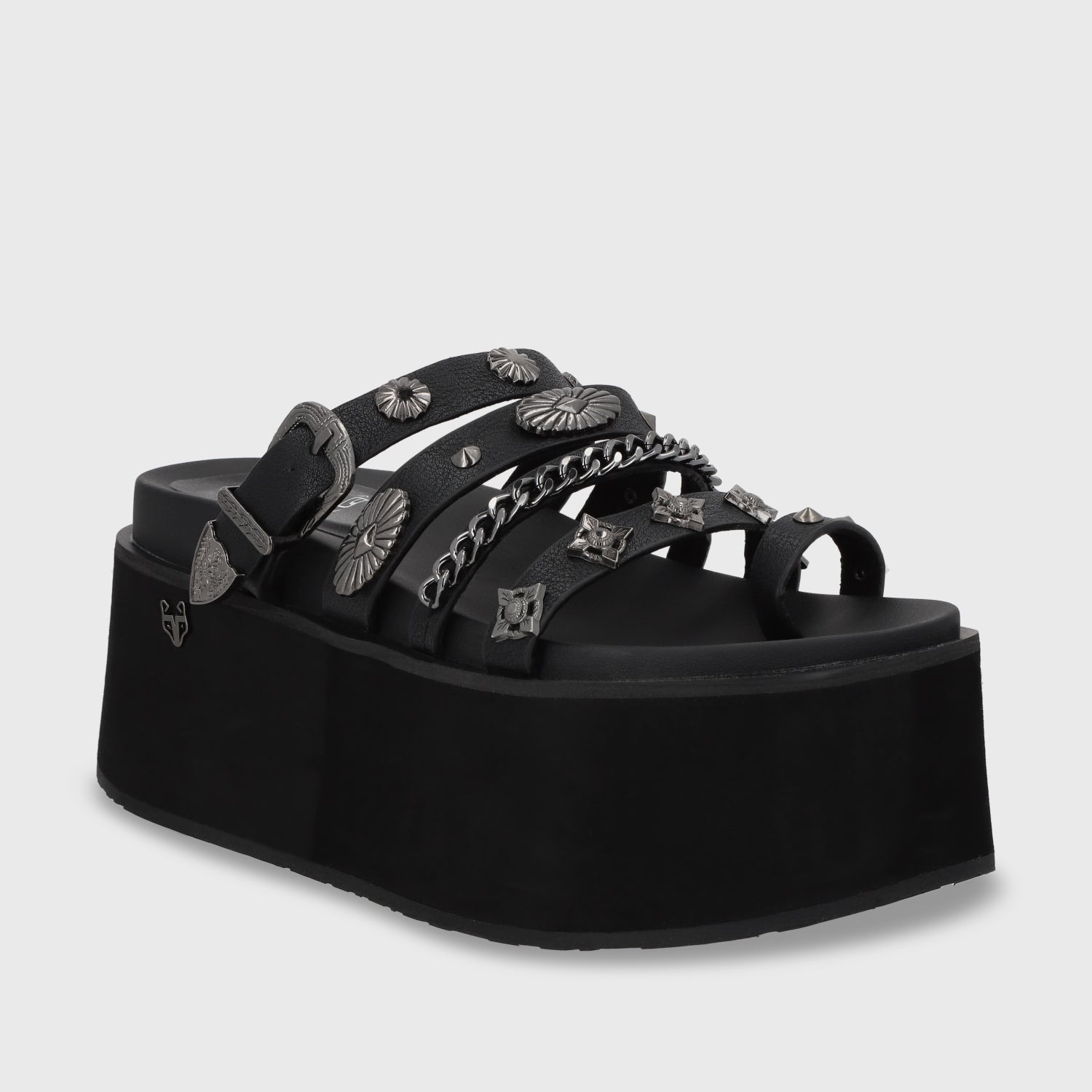 Sandalia Plataforma Negra Mujer 35181