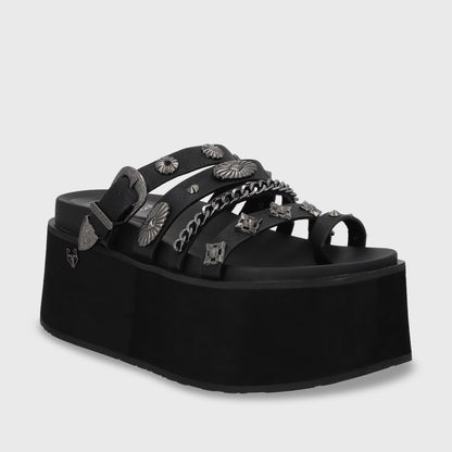 Sandalia Plataforma Negra Mujer 35181