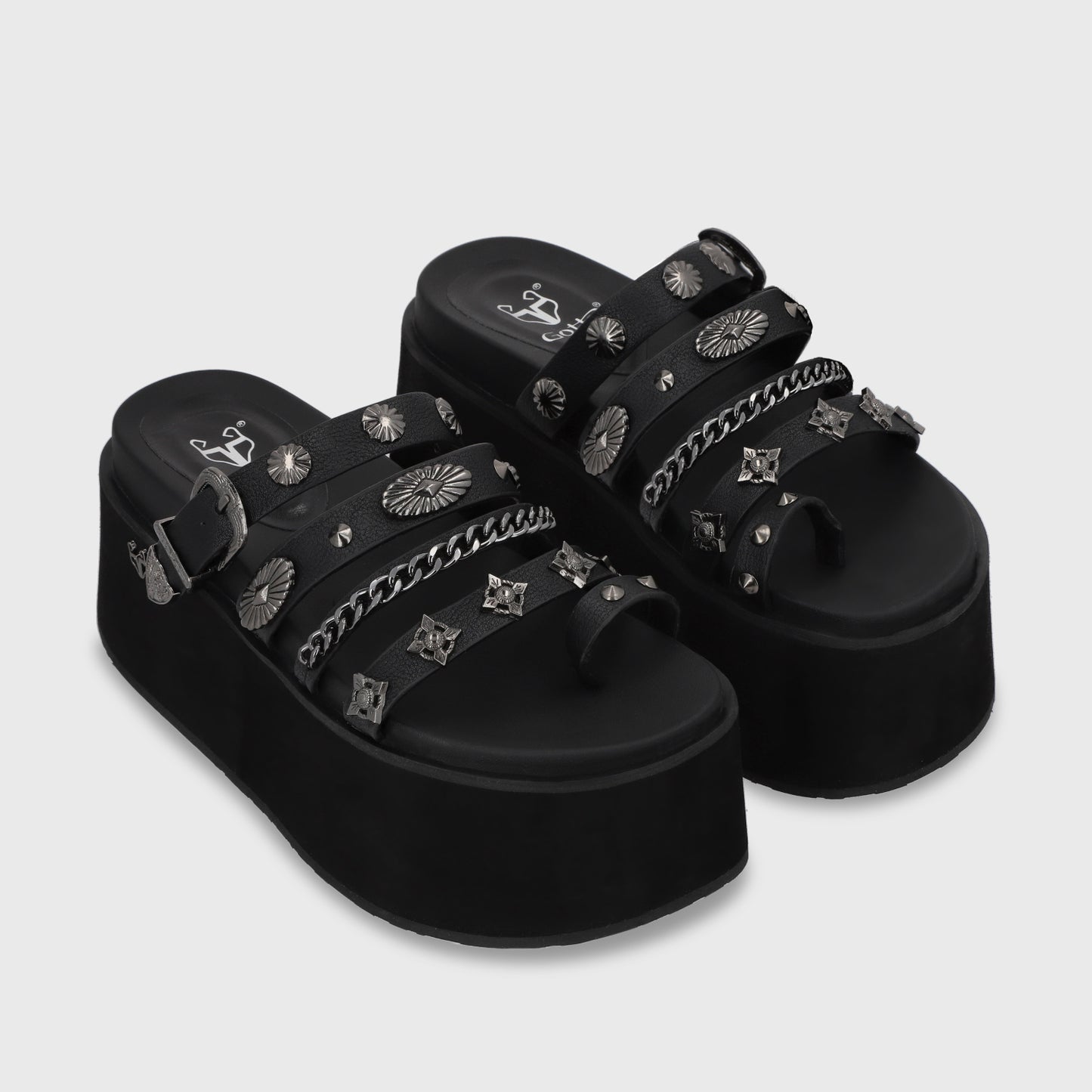 Sandalia Plataforma Negra Mujer 35181