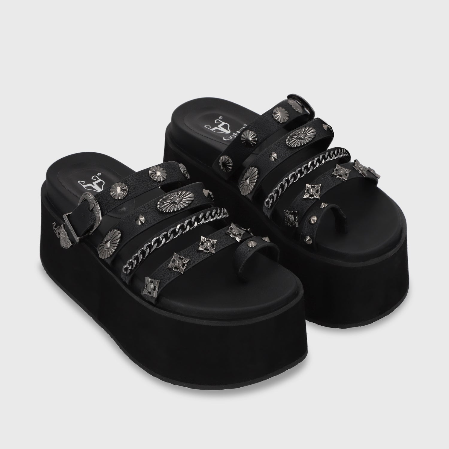 Sandalia Plataforma Negra Mujer 35181