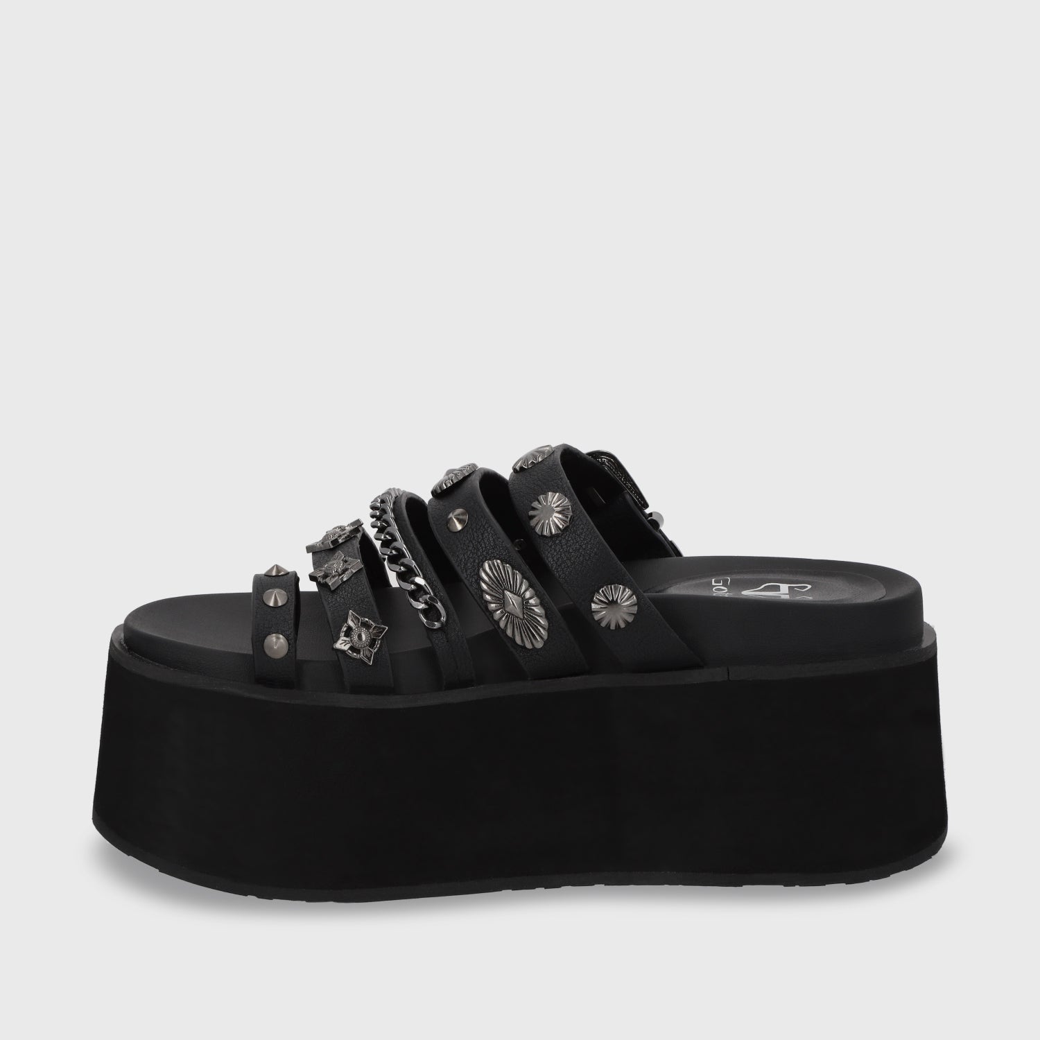 Sandalia Plataforma Negra Mujer 35181