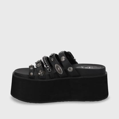 Sandalia Plataforma Negra Mujer 35181