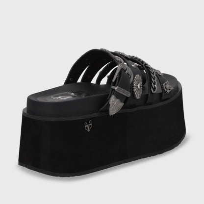 Sandalia Plataforma Negra Mujer 35181