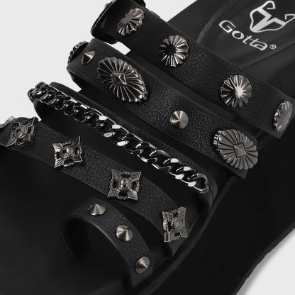 Sandalia Plataforma Negra Mujer 35181