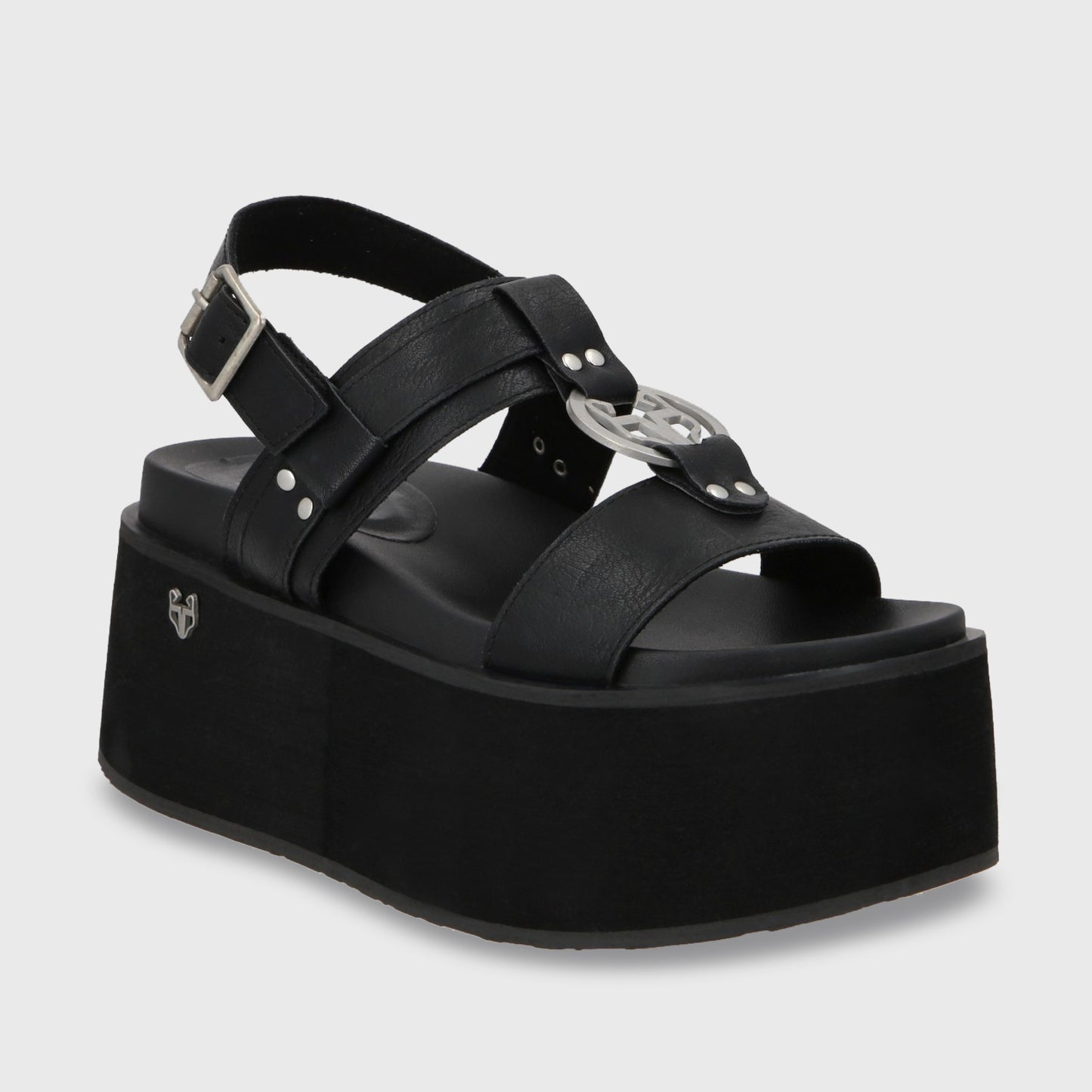 Sandalia Plataforma Negro Mujer 35186
