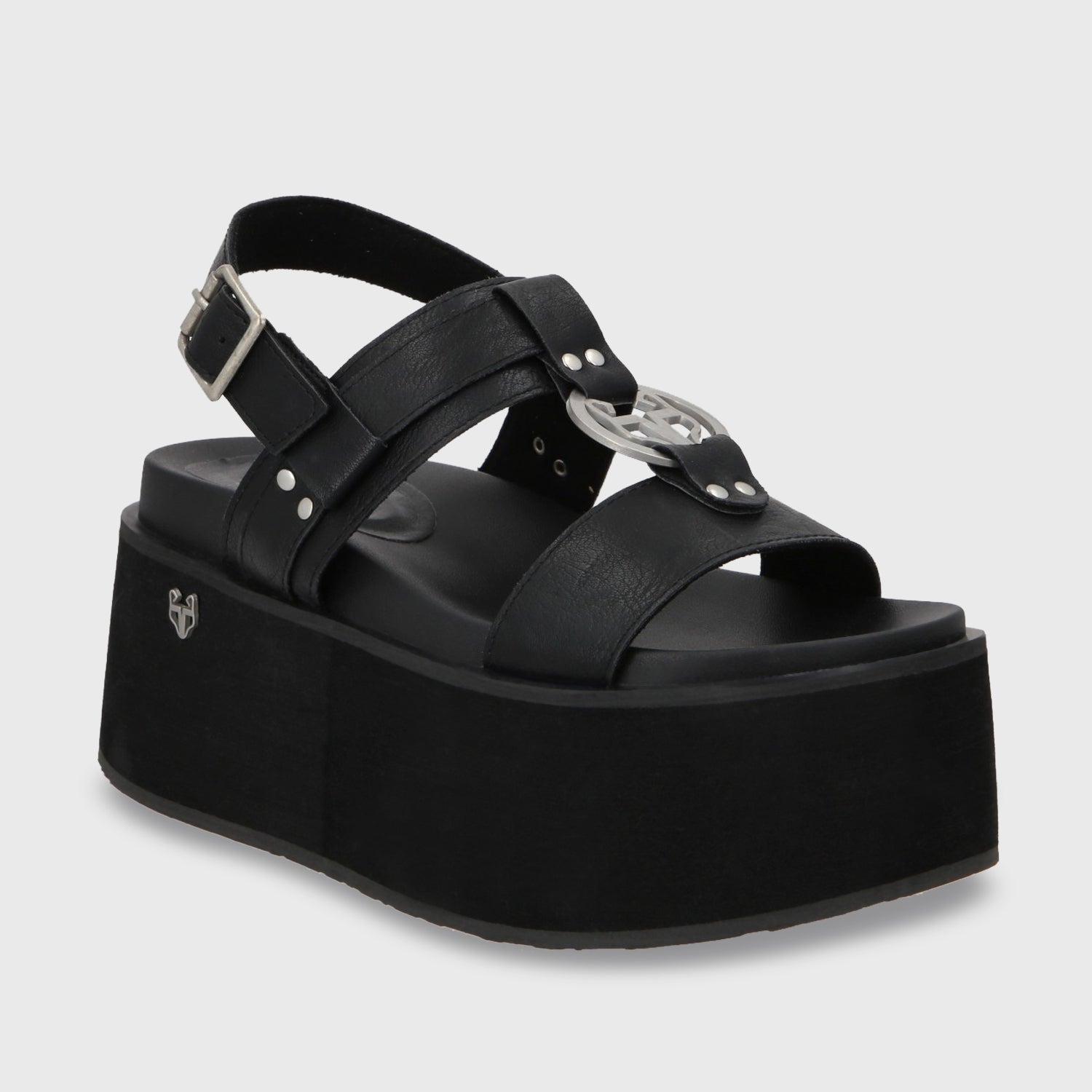 Sandalia Plataforma Negro Mujer 35186