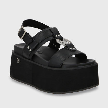 Sandalia Plataforma Negro Mujer 35186