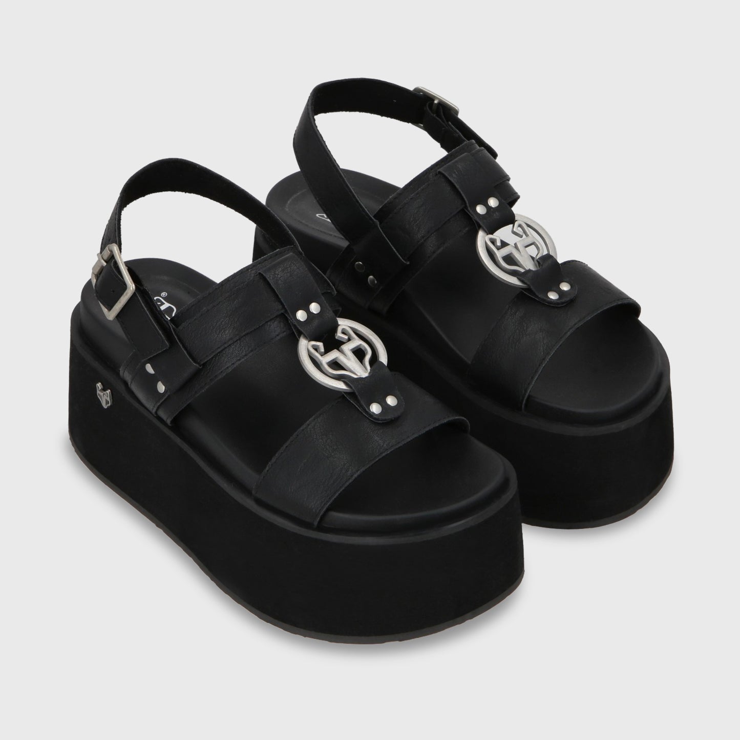 Sandalia Plataforma Negro Mujer 35186