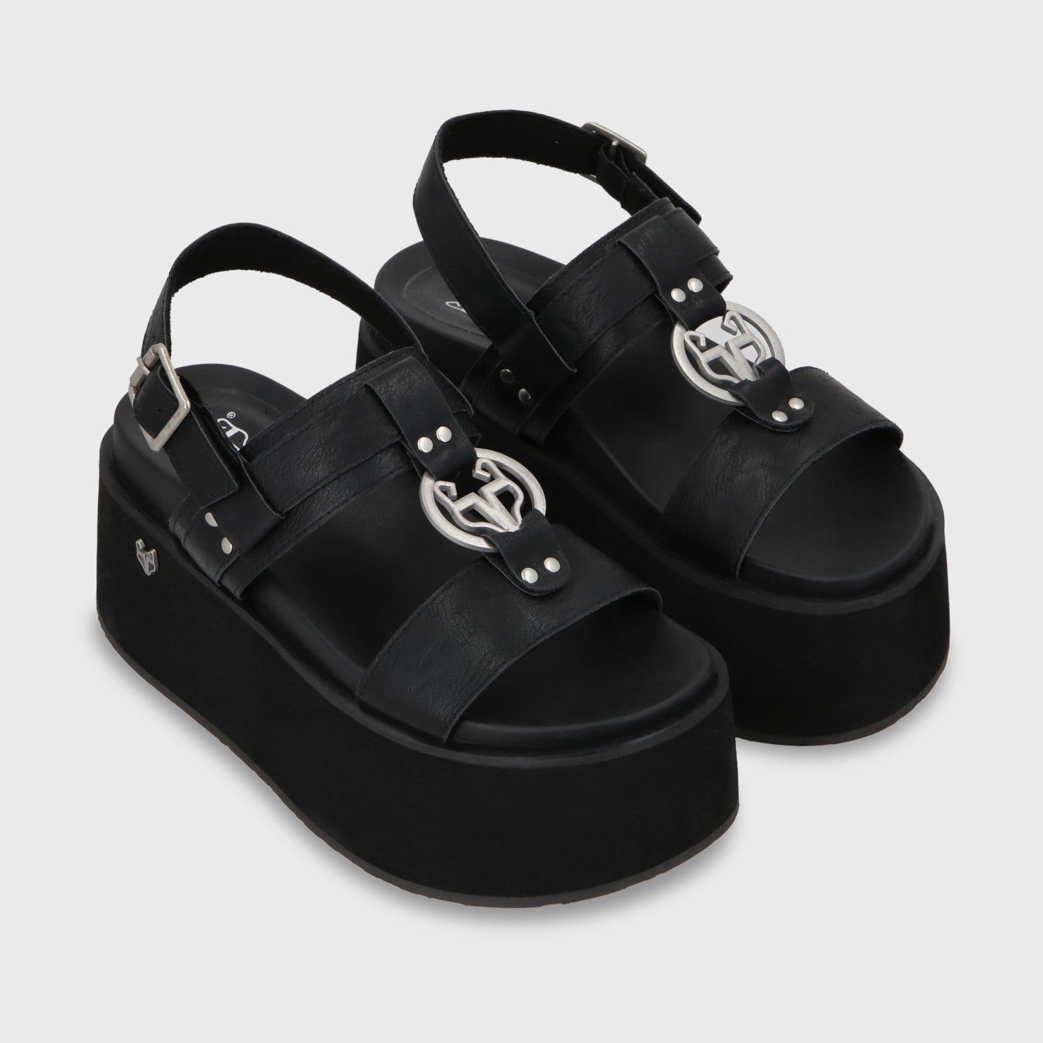 Sandalia Plataforma Negro Mujer 35186