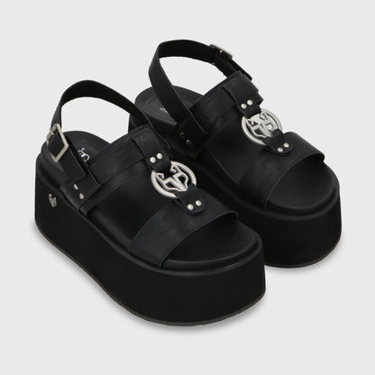 Sandalia Plataforma Negro Mujer 35186