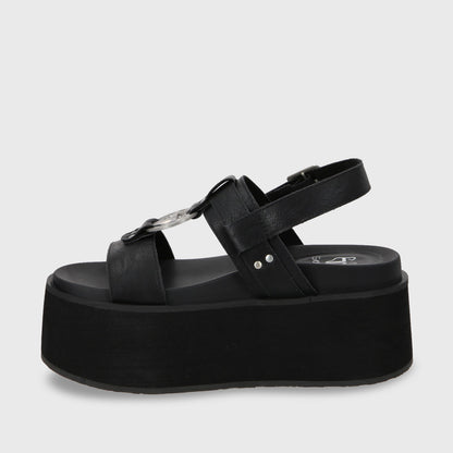 Sandalia Plataforma Negro Mujer 35186
