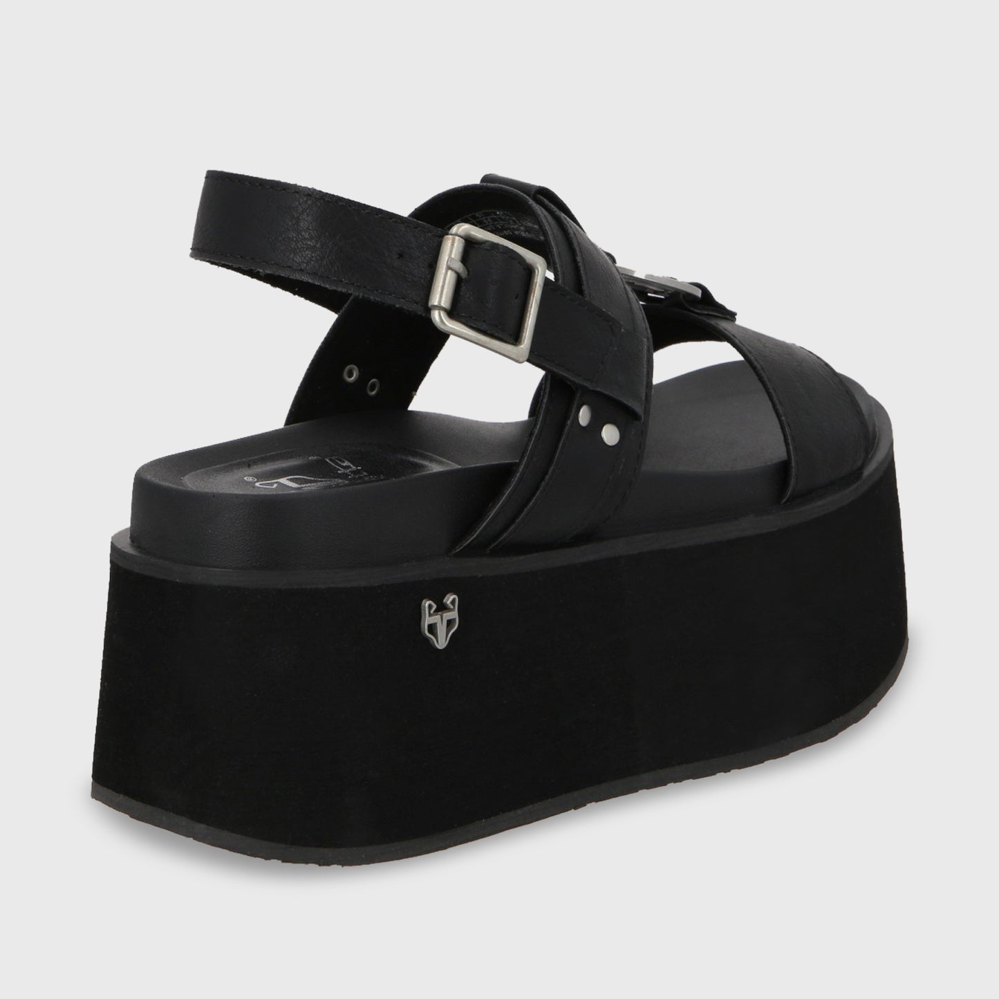 Sandalia Plataforma Negro Mujer 35186