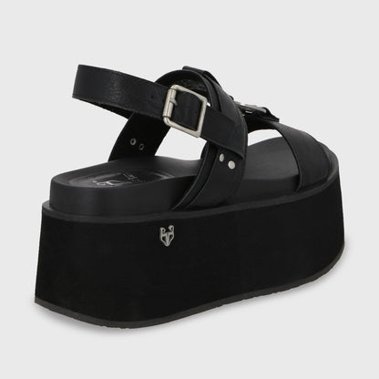Sandalia Plataforma Negro Mujer 35186