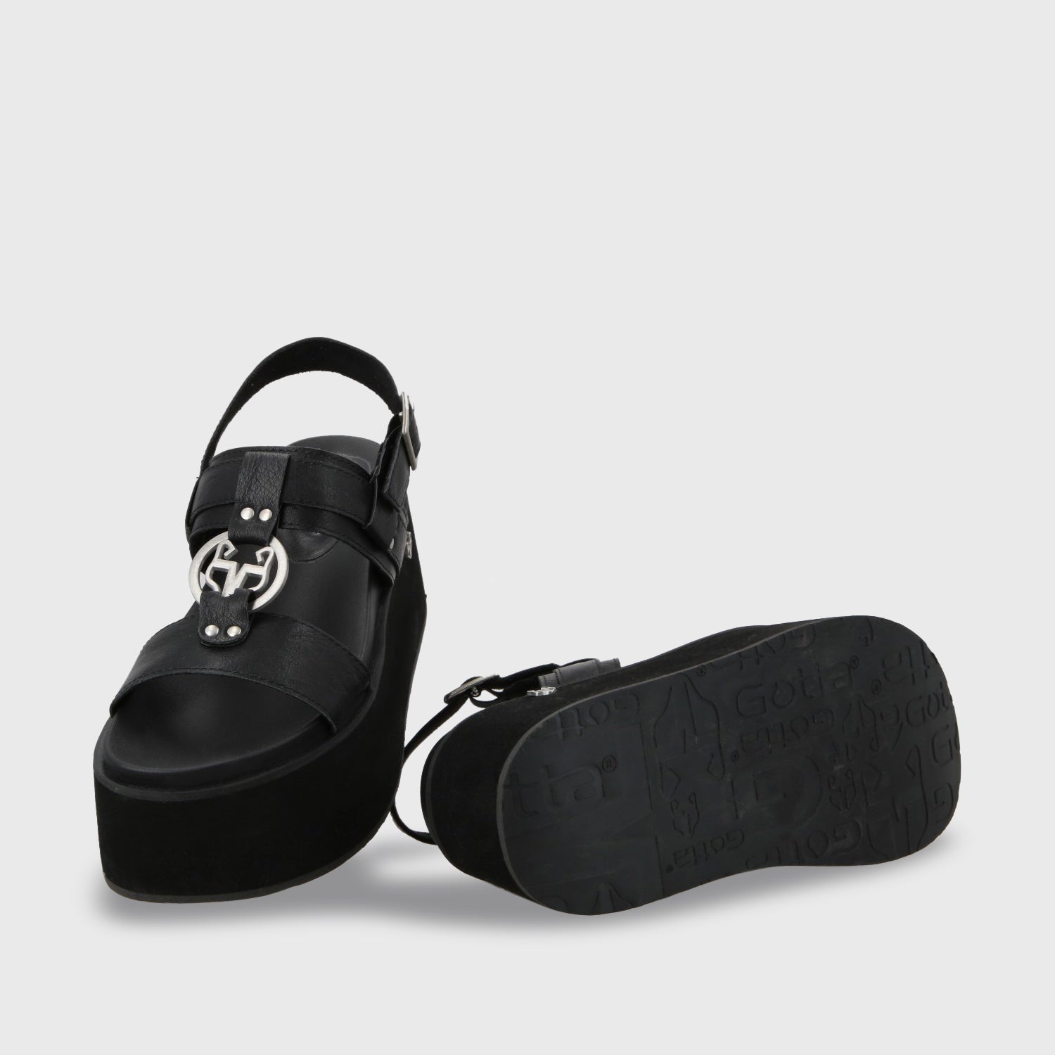 Sandalia Plataforma Negro Mujer 35186