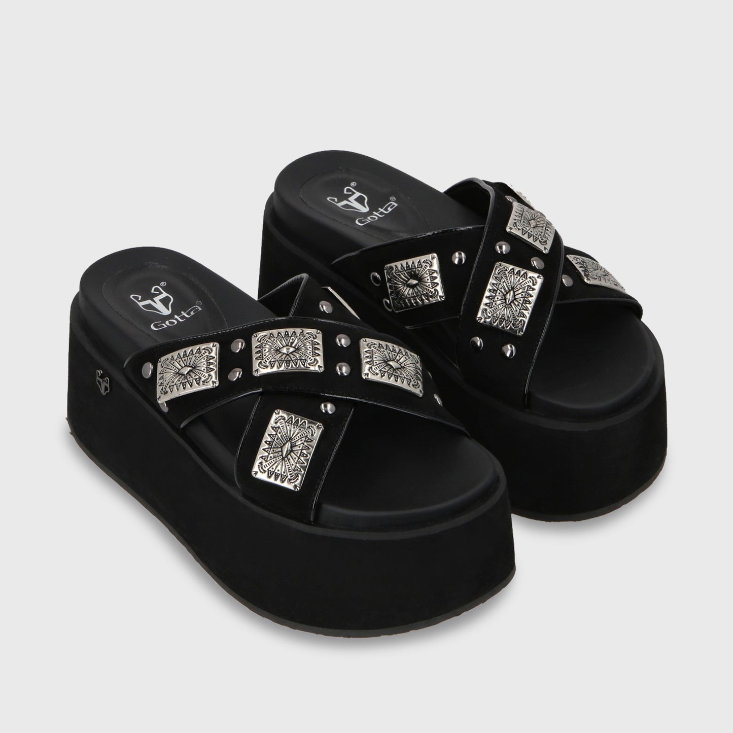 Sandalia Plataforma Negro Mujer 35187