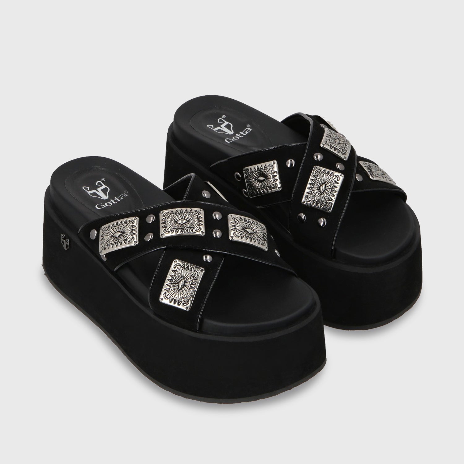 Sandalia Plataforma Negro Mujer 35187