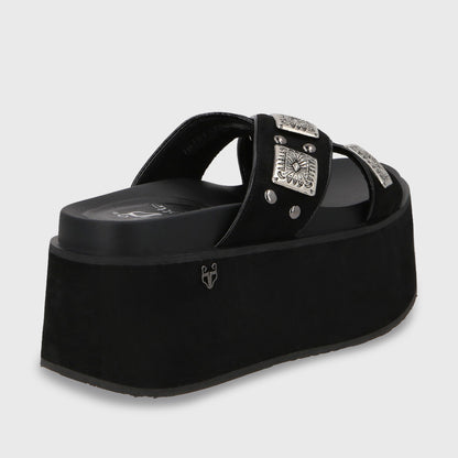 Sandalia Plataforma Negro Mujer 35187