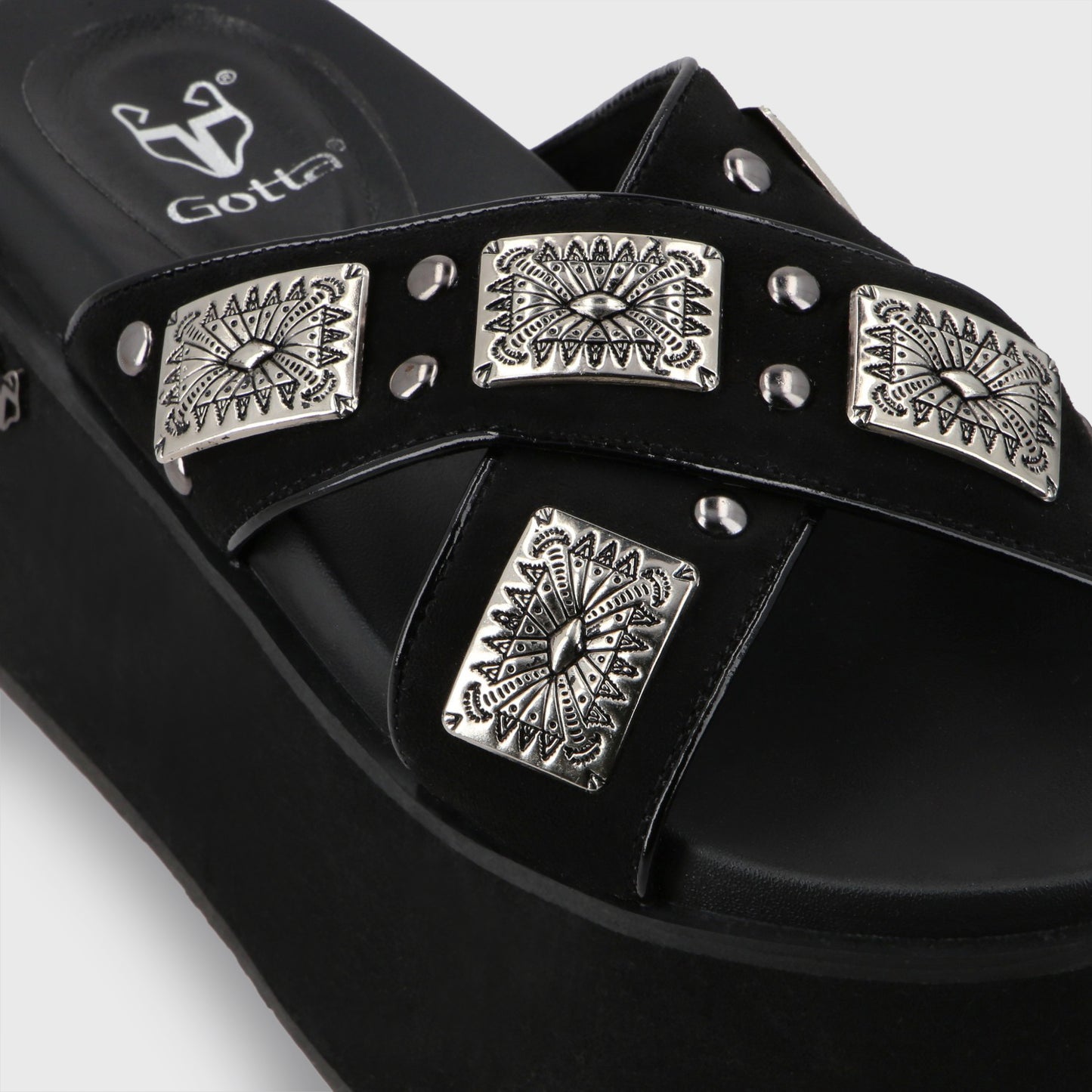 Sandalia Plataforma Negro Mujer 35187