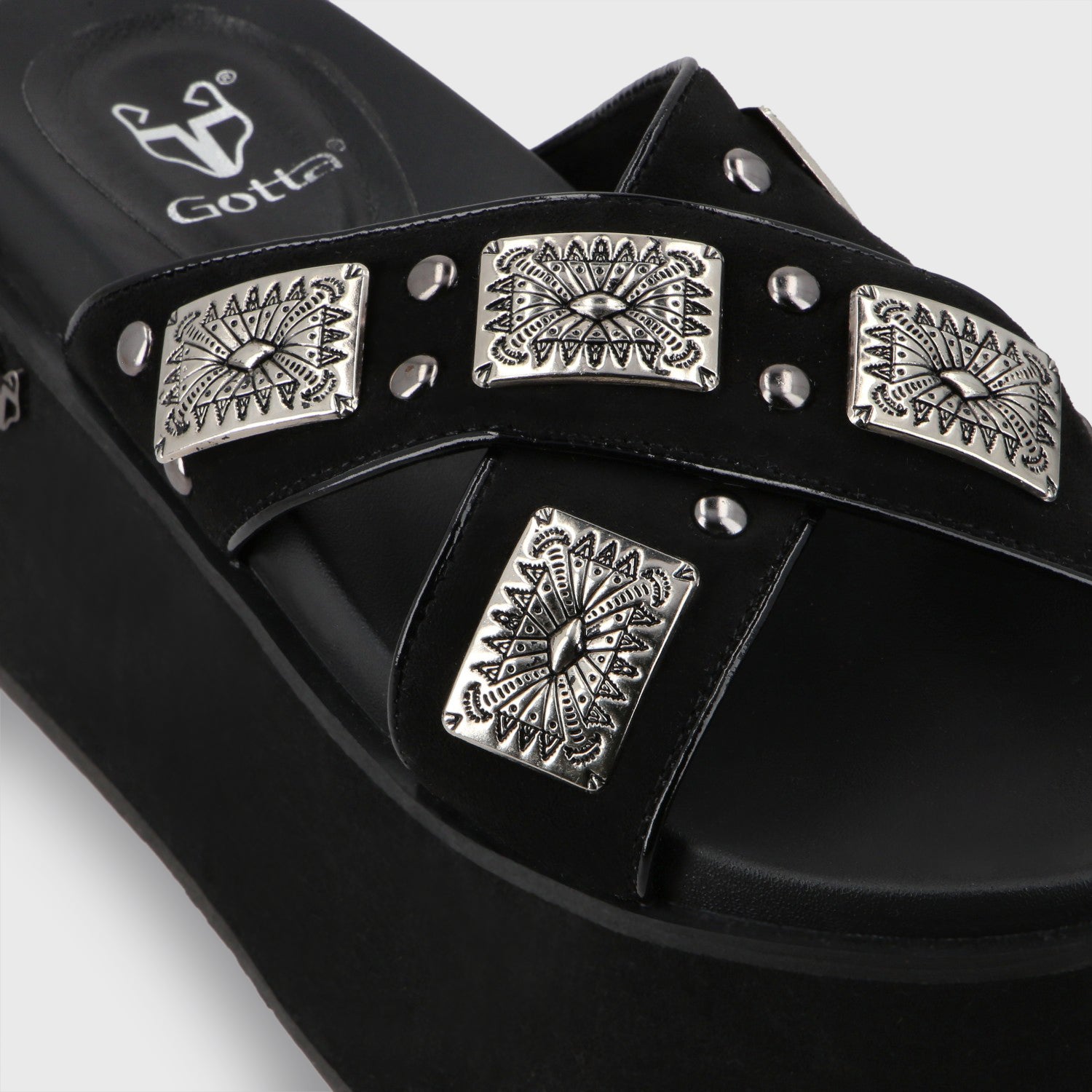 Sandalia Plataforma Negro Mujer 35187