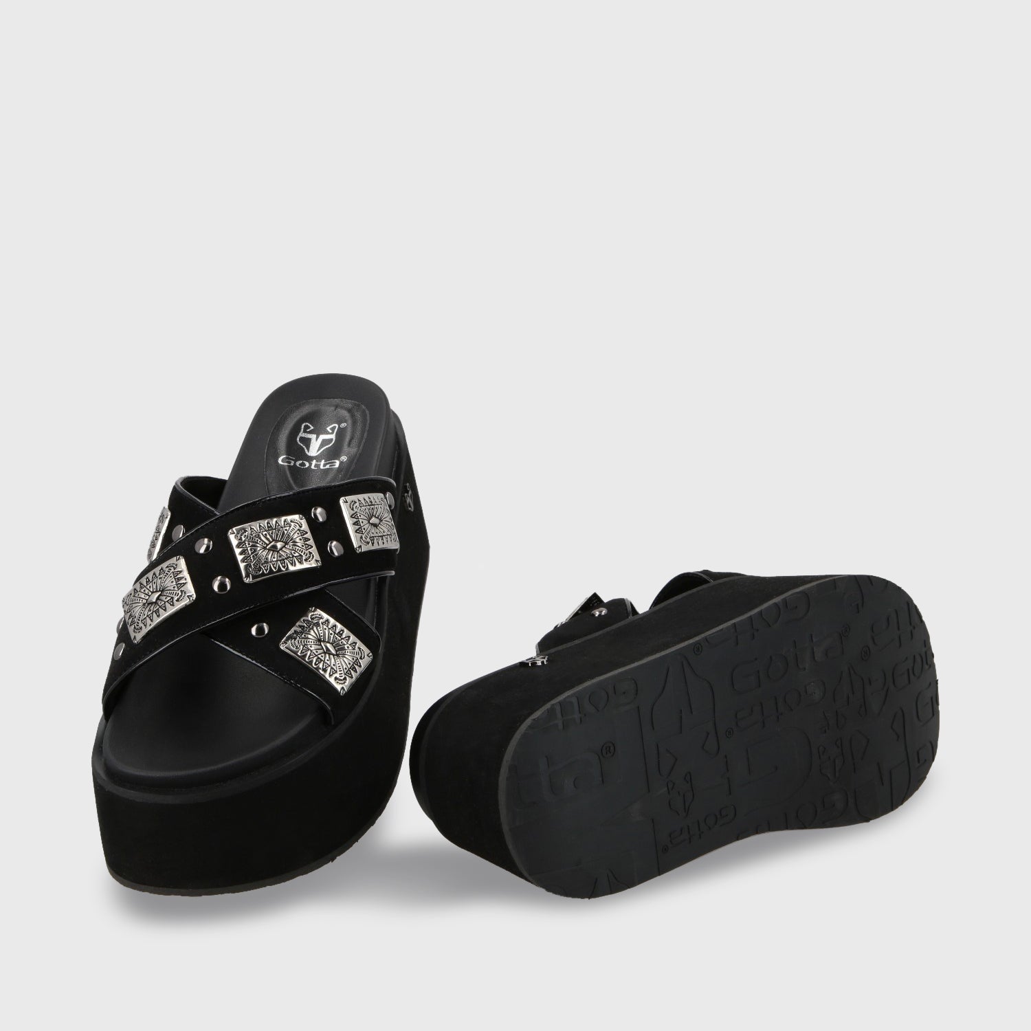 Sandalia Plataforma Negro Mujer 35187