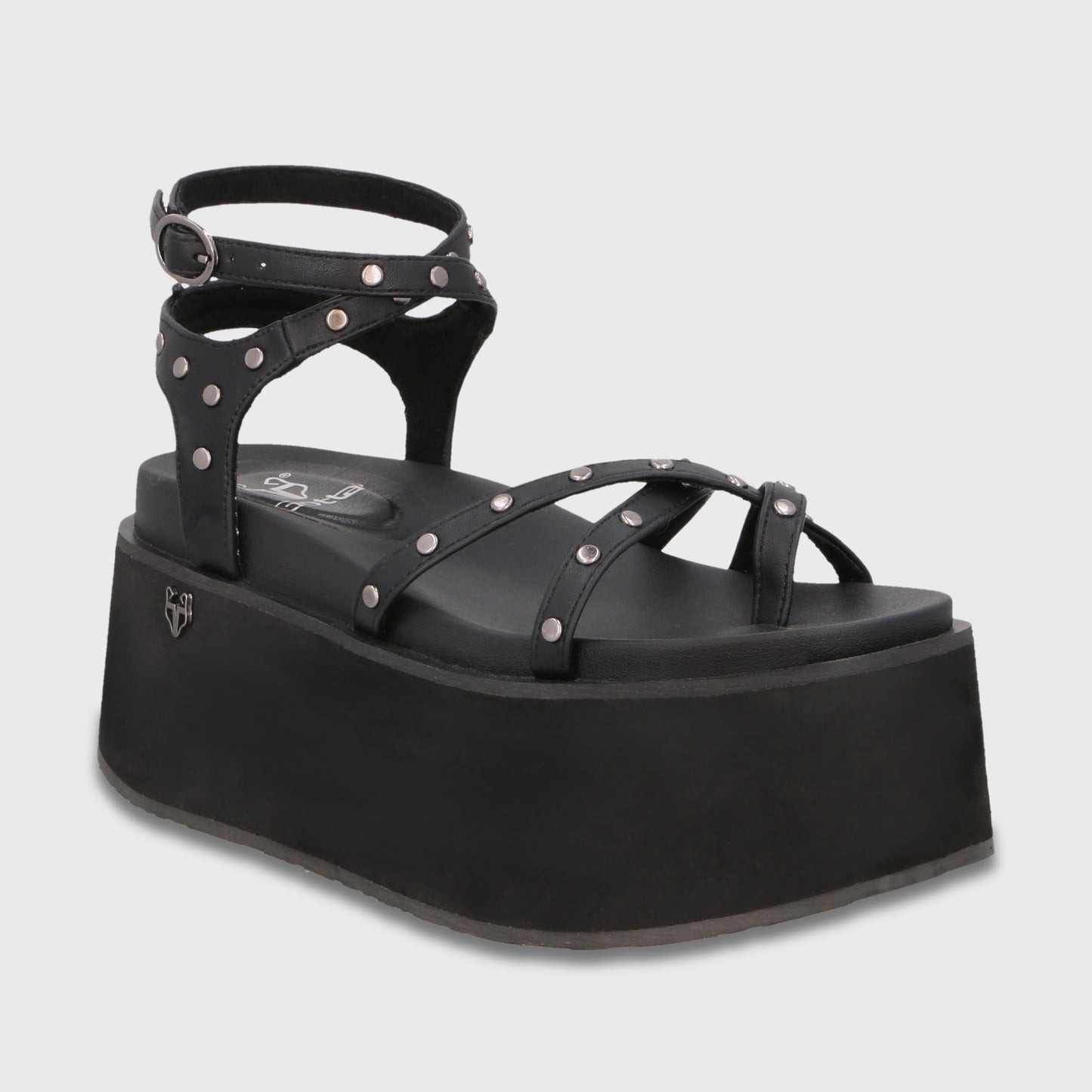 Sandalia Plataforma Negra Mujer 35188