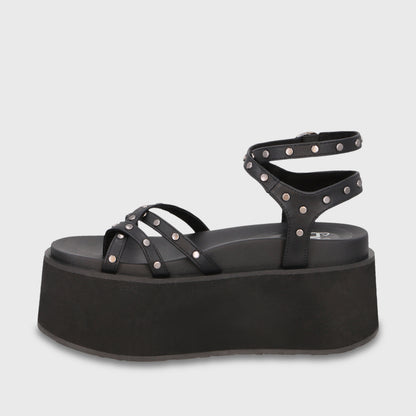 Sandalia Plataforma Negra Mujer 35188