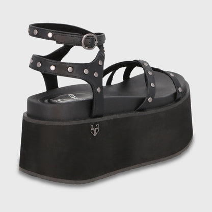 Sandalia Plataforma Negra Mujer 35188