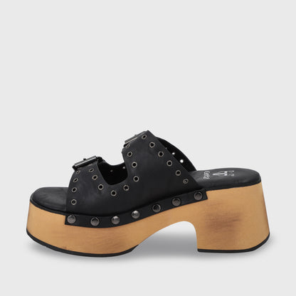 Sandalia Plataforma Negro Mujer 35266