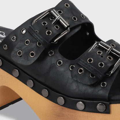 Sandalia Plataforma Negro Mujer 35266